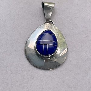 Lapis & Sterling Silver Vintage Pendant
